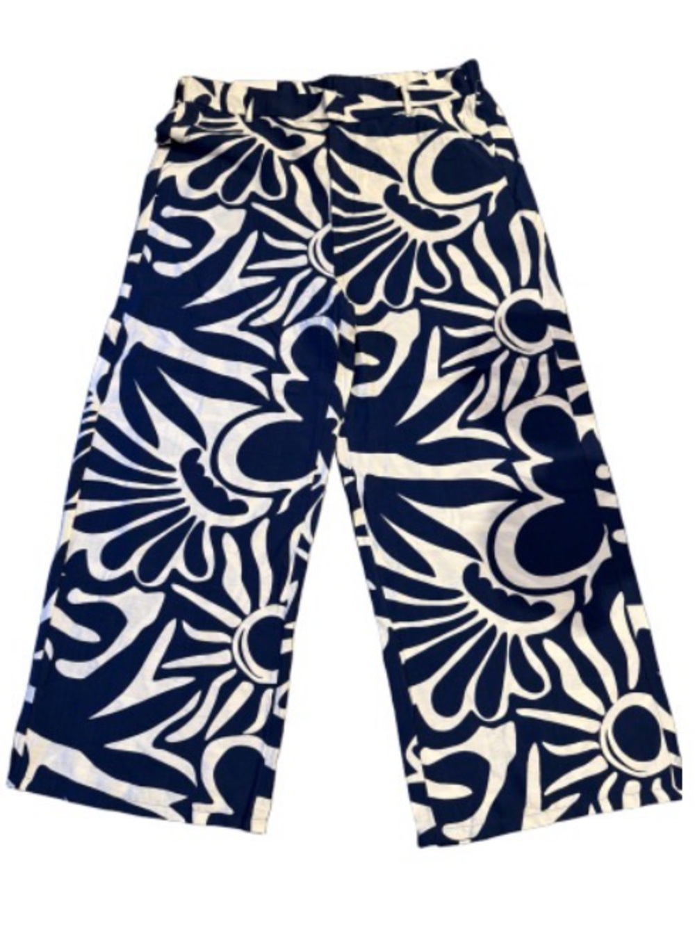 Just We Navy & White Floral Wide Leg Pants